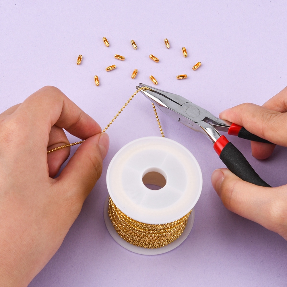 โซ่ไข่ปลา เหล็ก เม็ดขนาด 1.5mm ม้วนยาว 10 เมตร พร้อมตัวล็อก 50 ชิ้น