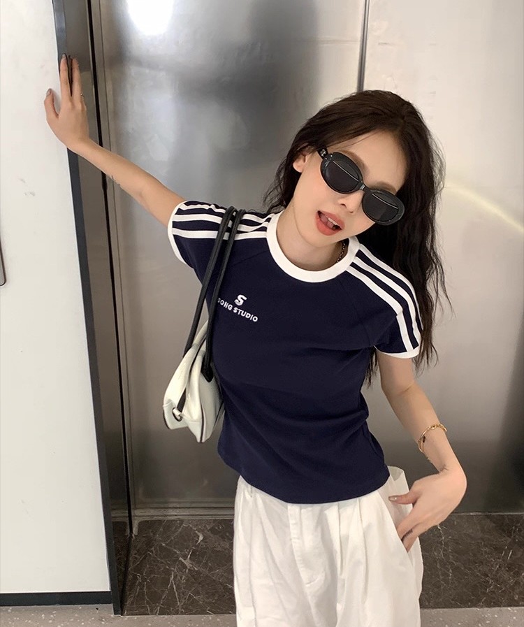 S studio tee เสื้อยืดแขนสั้นกุ้นขอบ