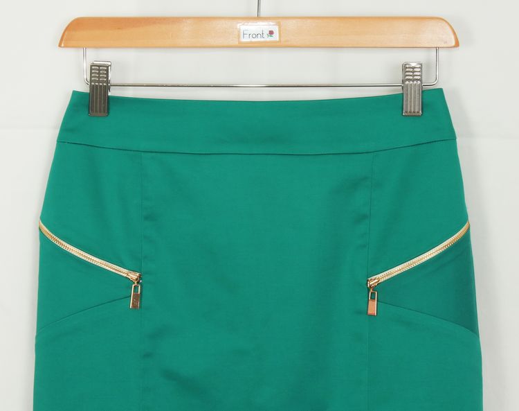 SK-117 กระโปรงแฟชั่น&ทำงาน ทรงสอบ ผ้าคอตต้อนญี่ปุ่นผสมสเปนเดกสีเขียว Deep Sea