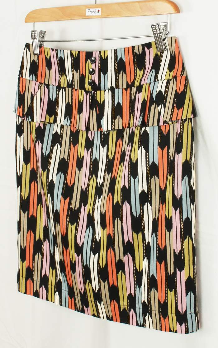 SK-203 กระโปรงแฟชั่น&ทำงาน ทรงสอบ ผ้าคอตต้อนญี่ปุ่นพิมพ์ลายกราฟฟิกหลากสี