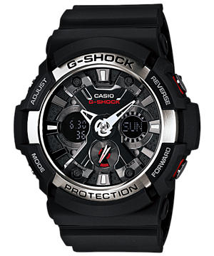 CASIO G-SHOCK รุ่น GA-200-1ADR สีดำ เงิน สายด้าน สินค้าของเเท้ รับประกันศูนย์ CMG 1ปี