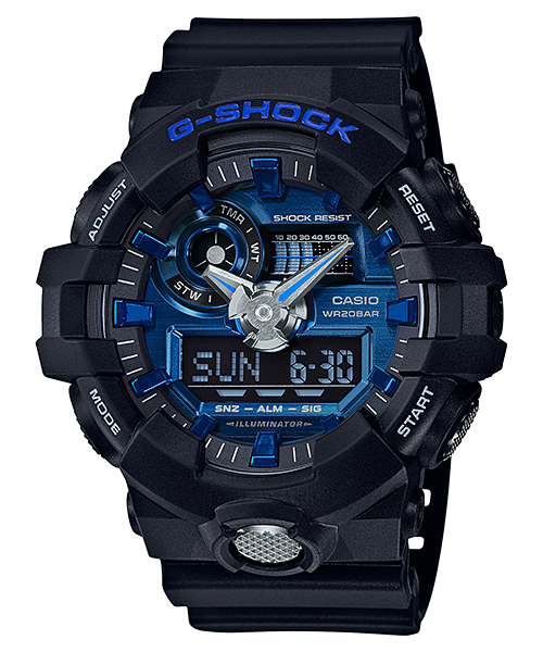 CASIO G-SHOCK รุ่น GA-710-1A2DR สีดำ น้ำเงิน สินค้าของเเท้ รับประกันศูนย์ CMG