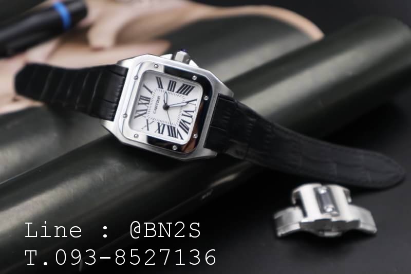 Cartier Santos 100 Watch มีกล่องหนัง พร้อมอุปกรณ์