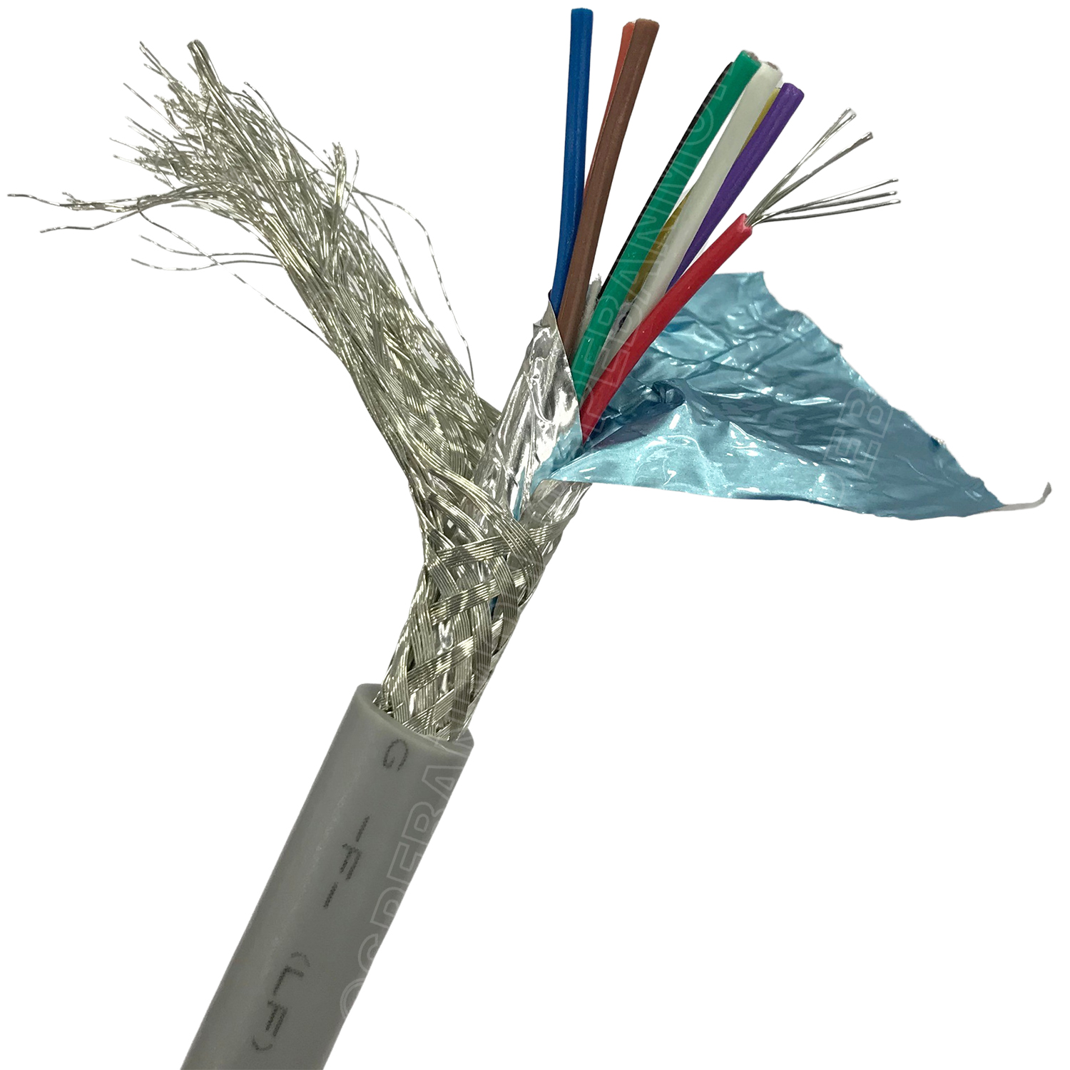 [ 1 เมตร ] TW-2464-BS-24AWG-09C สีเทา Grey สายมัลติคอร์ 9 คอร์ ขนาด 24AWG 9C x 24AWG UL2464 300V 80°C AWG24 เบอร์ 24 สายชีลรอบ Braid Shielded Multicore Cable 9C Computer Cable TCU Tinned Stranded Copper AWM 2464 24AWG VW-1 80°C 300V E150612 Thai Wonderful