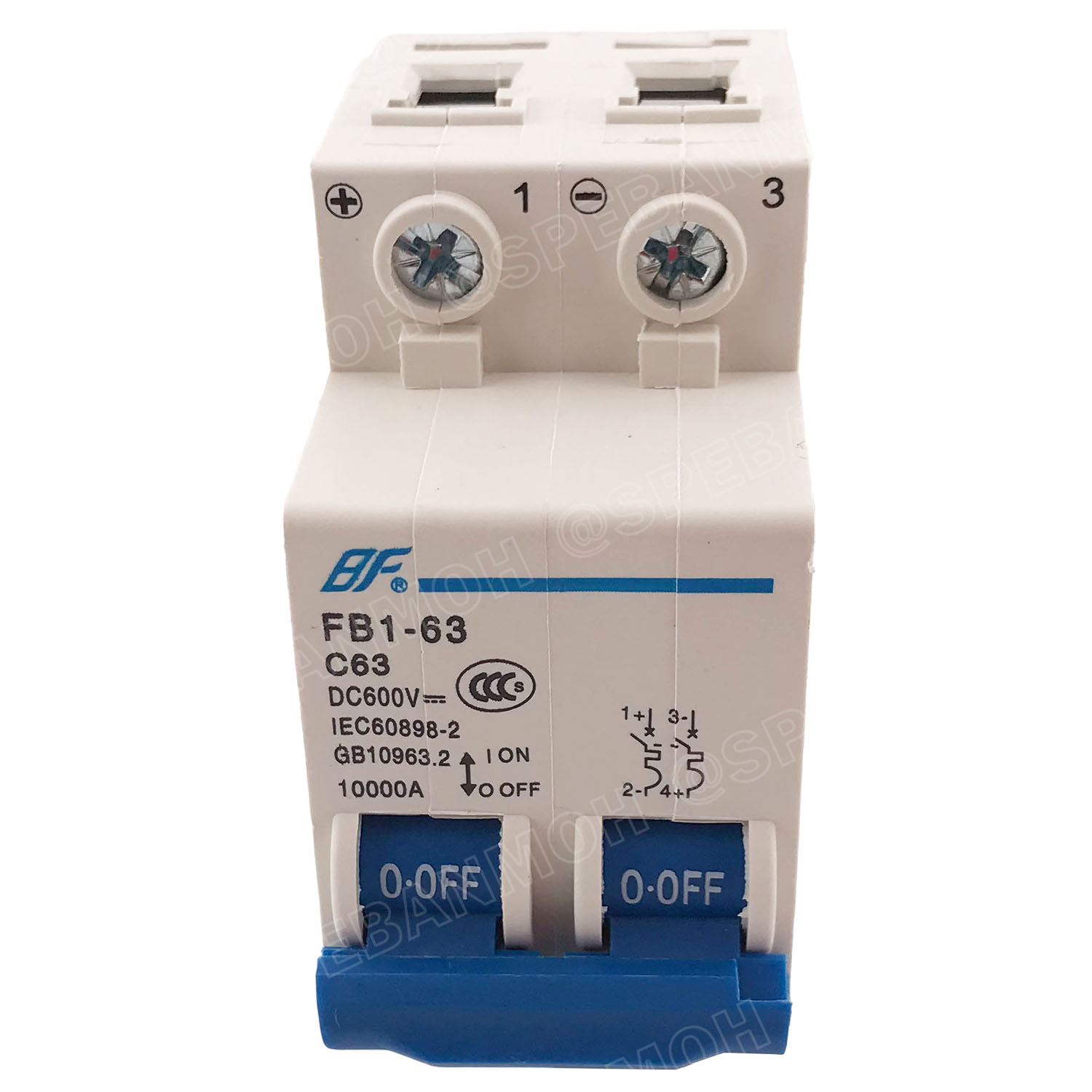 [ 1ชิ้น ] FB1-63-2P 63A BF เบรกเกอร์ ดีซี 2P 63แอมป์ 2Pole DC Breaker 600 VDC DC Circuit Breaker 2P สำหรับงาน solar cell เบรกเกอร์ไฟฟ้าโซลาร์เซลล์ DC ป้องกันกระแสเกิน ใช้ได้กับไฟฟ้ากระแสตรง DC เบรกเกอร์ 2โพล Solar Breaker เซอร์กิตเบรกเกอร์ MCB Breaker