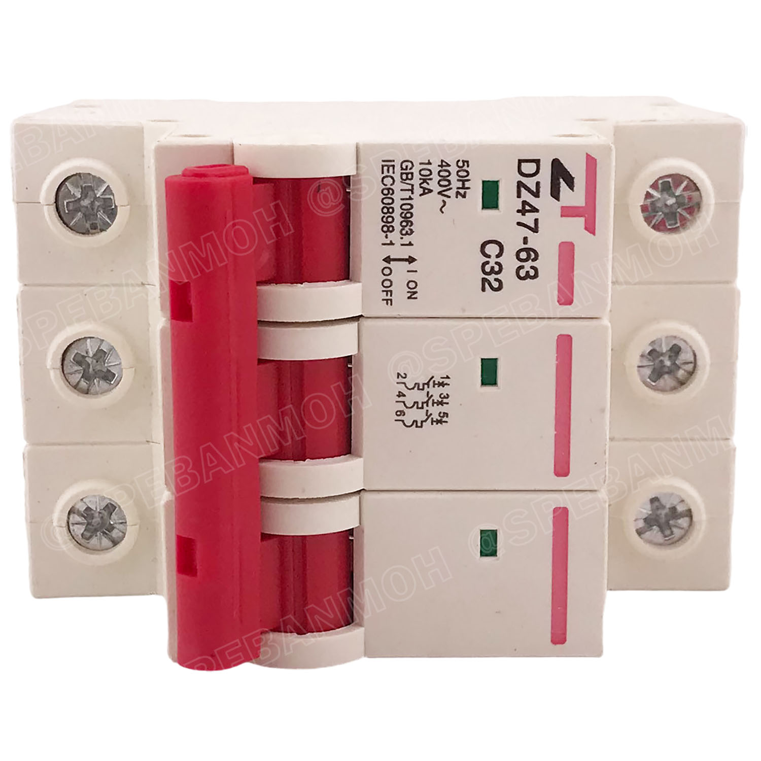 DZ47-63-3P 32A เบรกเกอร์เมน ยึดรางปีกนก 3P 32A AC Circuit Breaker เบรกเกอร์ตัดไฟเกิน 3โพล 32แอมป์ คัดเอาท์ ป้องกันกระแสเกิน Overload ป้องกันการลัดวงจร Short circuit เบรกเกอร์ตัดไฟ เบรกเกอร์ลูกย่อย Ac Circuit Breaker ไฟบ้าน 230V/400V AC มินิเซอกิตเบรก