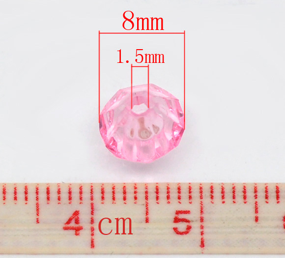 ลูกปัดอะครีลิคไบคอนเหลี่ยมเจีย ขนาด 8x8mm แพ็ค 100 เม็ด