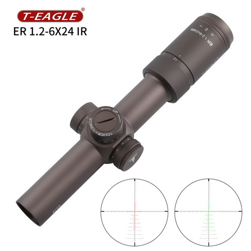กล้องติดปืน กันน้ำ กันกระแทก มีไฟเส้นเล็ง 2 สี T-EAGLE ER 1.2-6X24 IR