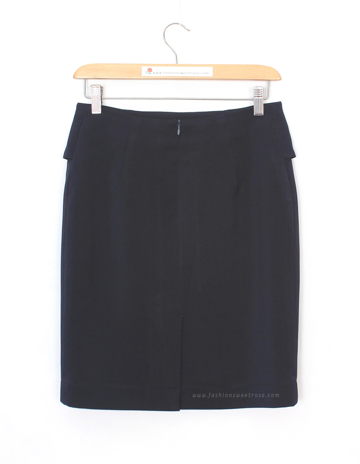 SK-492 กระโปรงทรงสอบ ผ้าไมโครสีน้ำเงินเข้ม