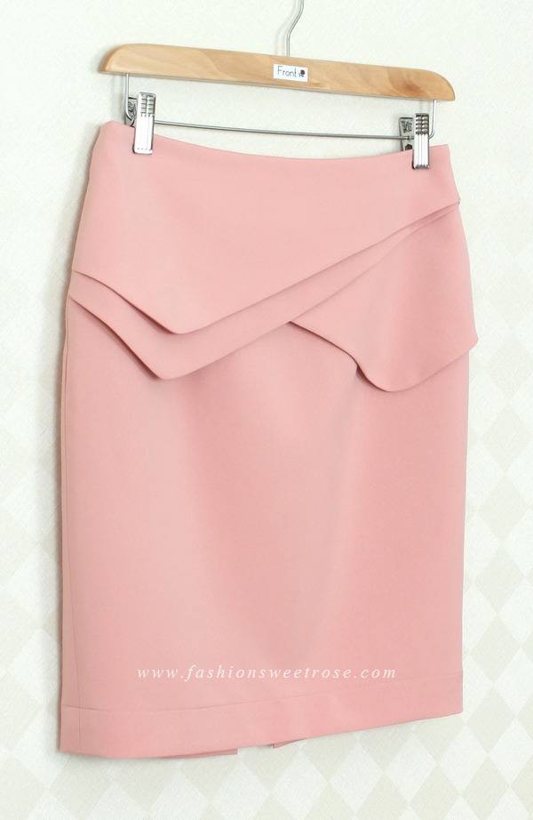 SK-294 กระโปรงแฟชั่น&ทำงาน ทรงสอบ ผ้าไหมอิตาลีสีชมพู Peach Pink