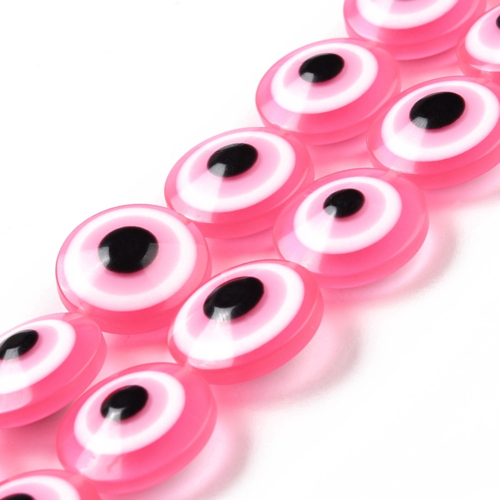 ลูกปัดเรซิ่น ตาปีศาจ Evil Eye เม็ดกลมแบน 20x9mm, Hole: 1.4mm 20 เม็ด เลือกสี