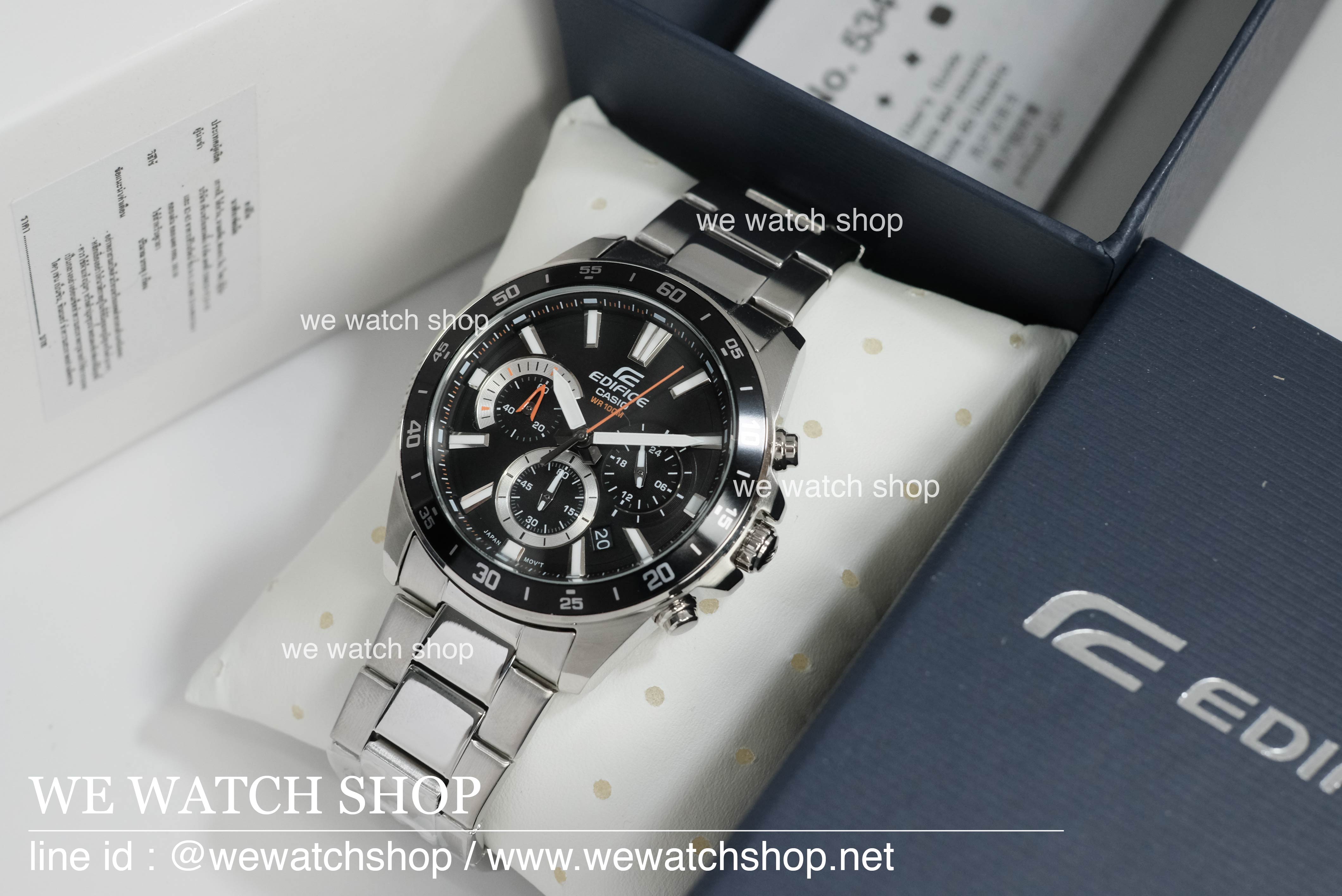 CASIO EDIFICE รุ่น EFV-570D-1AVUDF สายสแตนเลส สีเงิน จอดำ สินค้าใหม่ ของแท้ รับประกันศูนย์ CMG