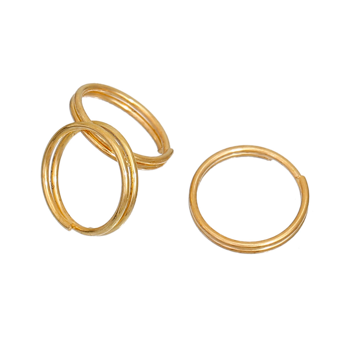 ห่วงวงแหวนเกลียวสองชั้น เหล็กสีทอง ขนาด 10mm จำนวน 500 อัน