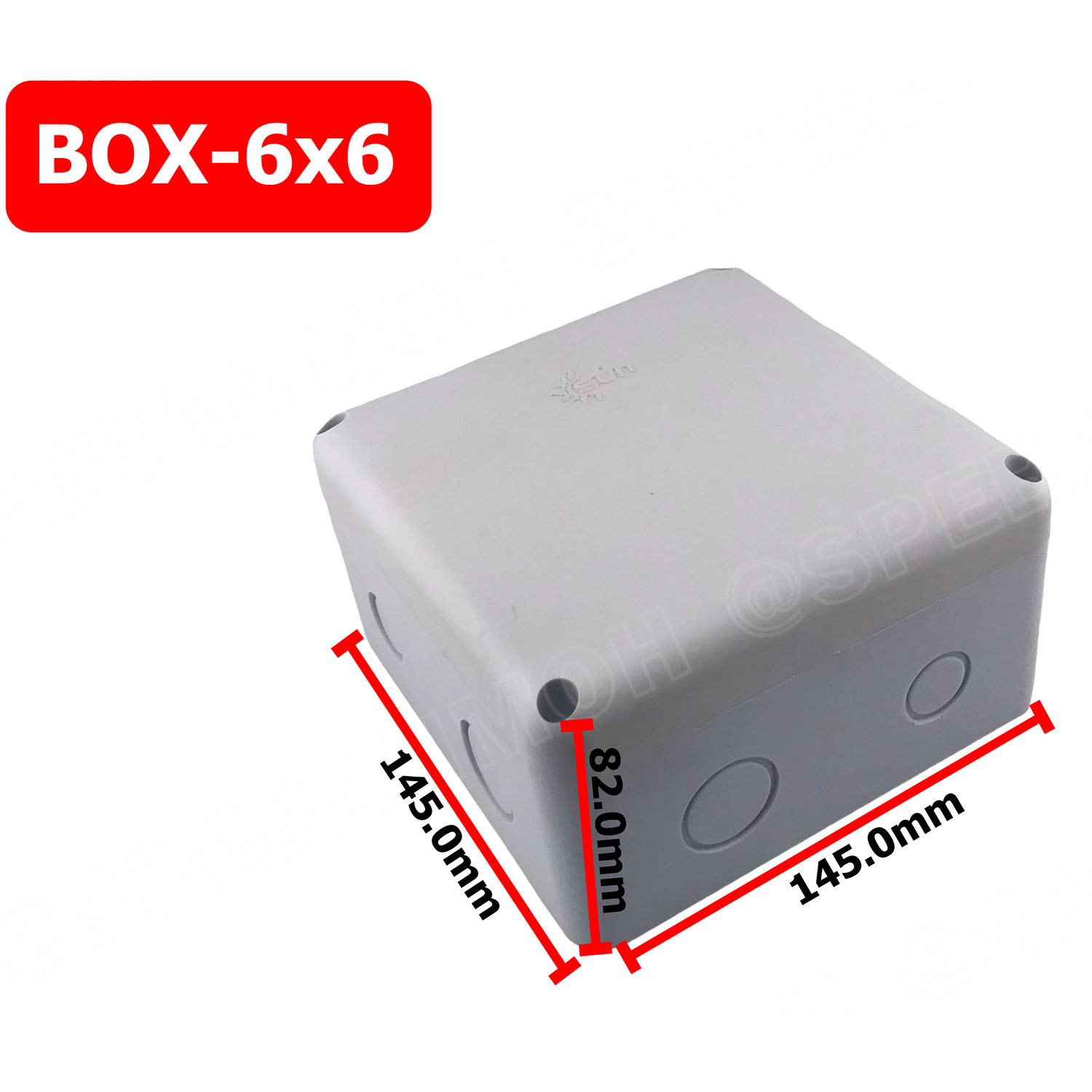 [ 1ชิ้น ] BOX-6X6 SUN กล่องพักสายไฟ กันน้ำ สีขาว White Junction Box WaterProof 6นิ้ว 6x6inch กล่องกันน้ำ บล็อคพักสายไฟ พลาสติก 145x145 mm กล่องพักสายแบบเจาะรู บล็อกกันน้ำ กล่องไฟกันน้ำ Waterproof Box กล่องเก็บสายไฟ เก็บสายไฟ เก็บสาย แบบเหลี่ยม