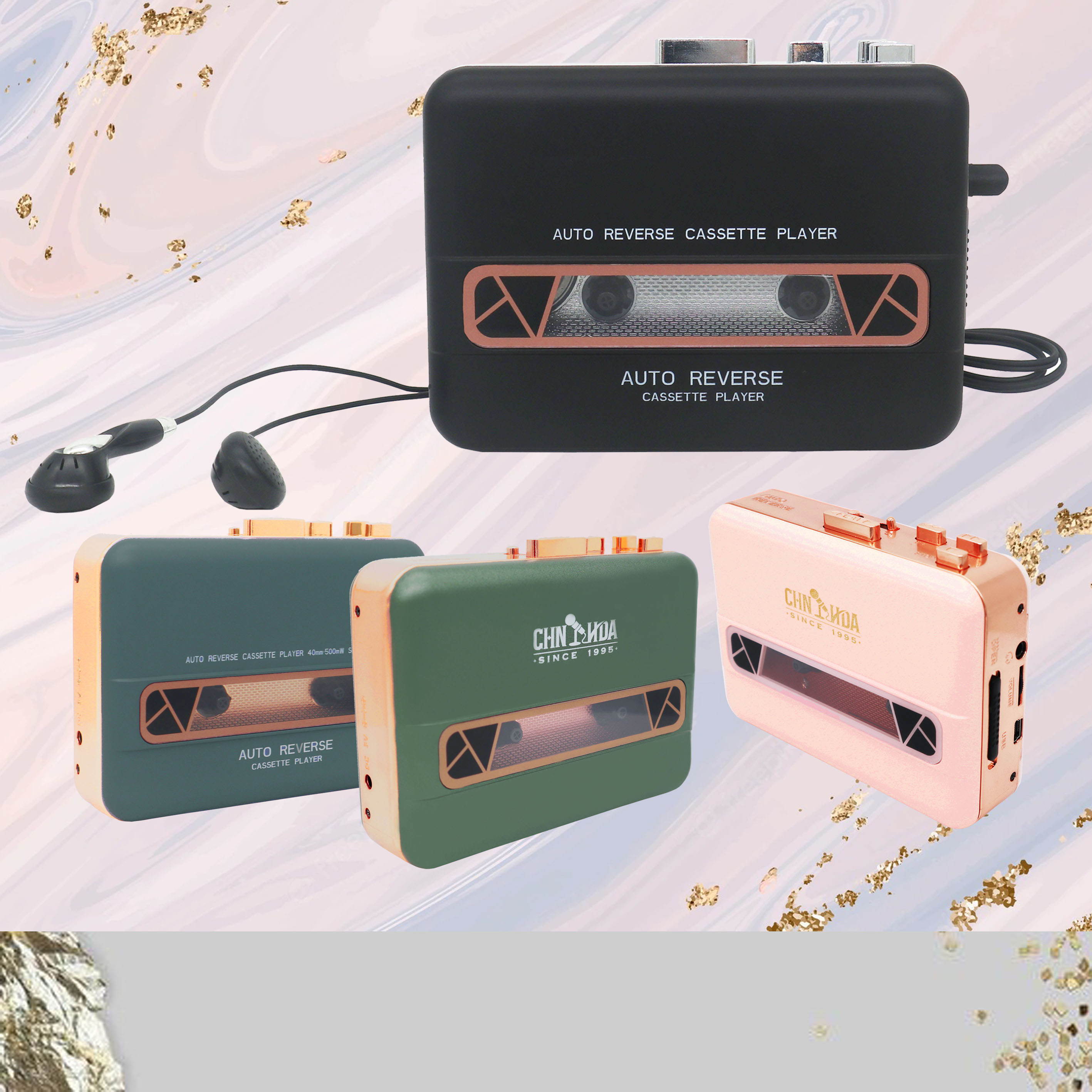 เครื่องเล่นเทปพกพา (ซาวน์อะเบาท์) รุ่น Luxury Walkman สีสวย ดีไซน์หรู ของใหม่มือ1 แถมฟรี!!สายUSB แปลงไฟ ไม่ง้อถ่าน - N82