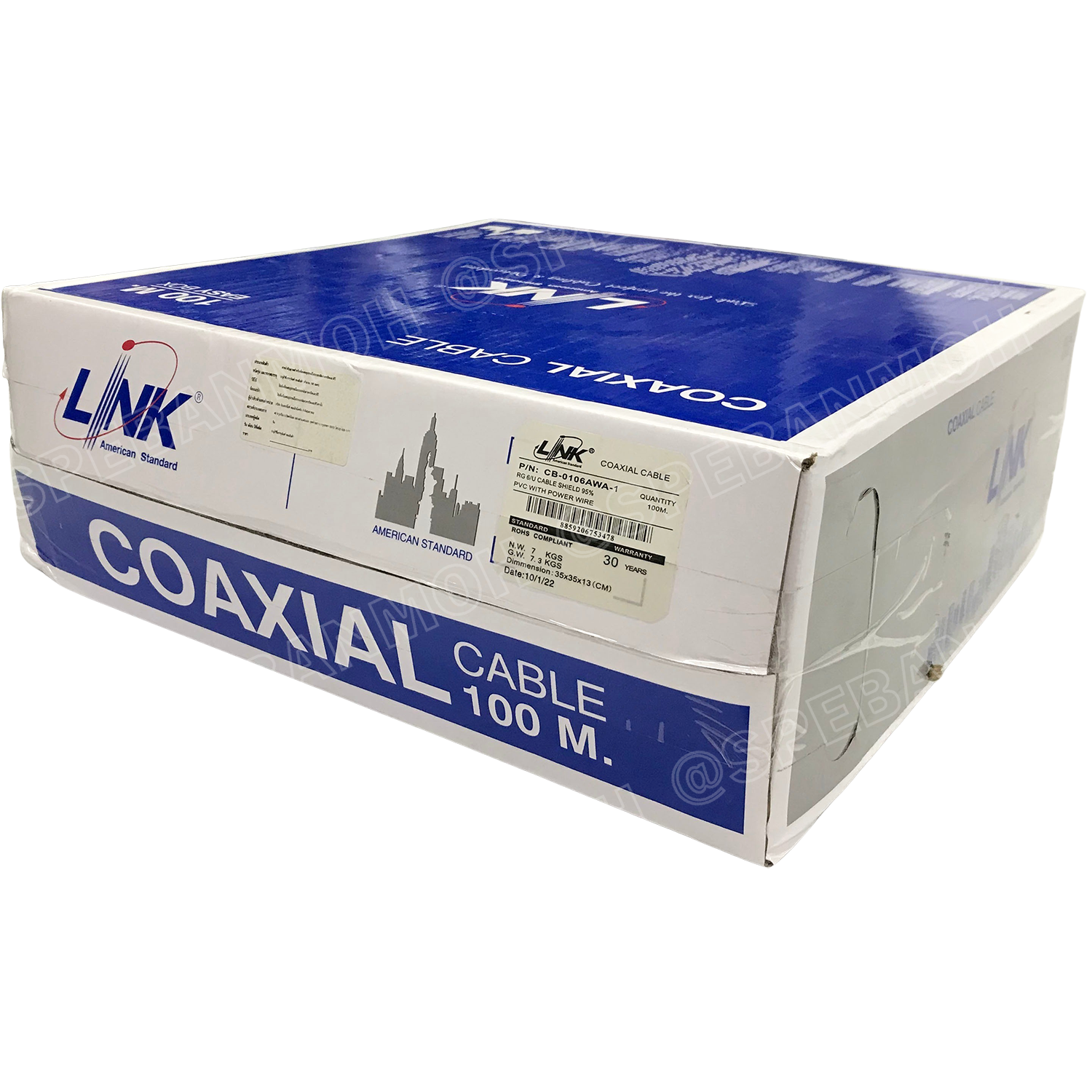 [ 100 เมตร ] CB-0106AWA สาย RG6 Indoor + Power Line Shield 95% RG6/U Link Shield, สีดำ สายโคแอกเชียล Coaxial Cable สายสัญญาณพร้อมสายไฟ สายเดินกล้องวงจรปิด RG6 ชีล 95% พร้อมสายไฟ ใช้งานภายใน สาย CCTV INTERLINK สายชีลกันสัญญาณรบกวน เดินกล้องวงจรปิด CCTV