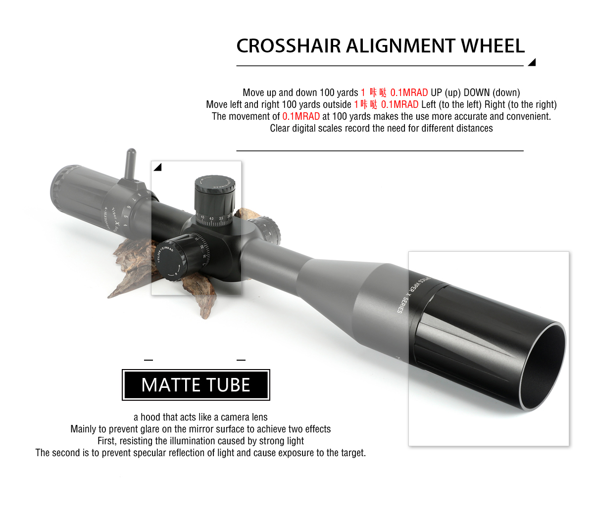 กล้องติดปืน กันน้ำ กันกระแทก T-EAGLE VIPER PRO 4-16X50FFP SCOPE เส้นเล็งขยายตามซูม