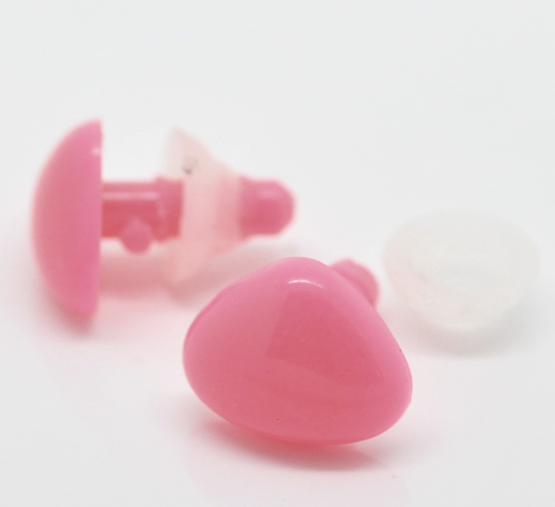 จมูกพลาสติกก้านเสียบสีชมพูขนาด 17mmx15mm พร้อมแป้นล็อค บรรจุ 100 เซต