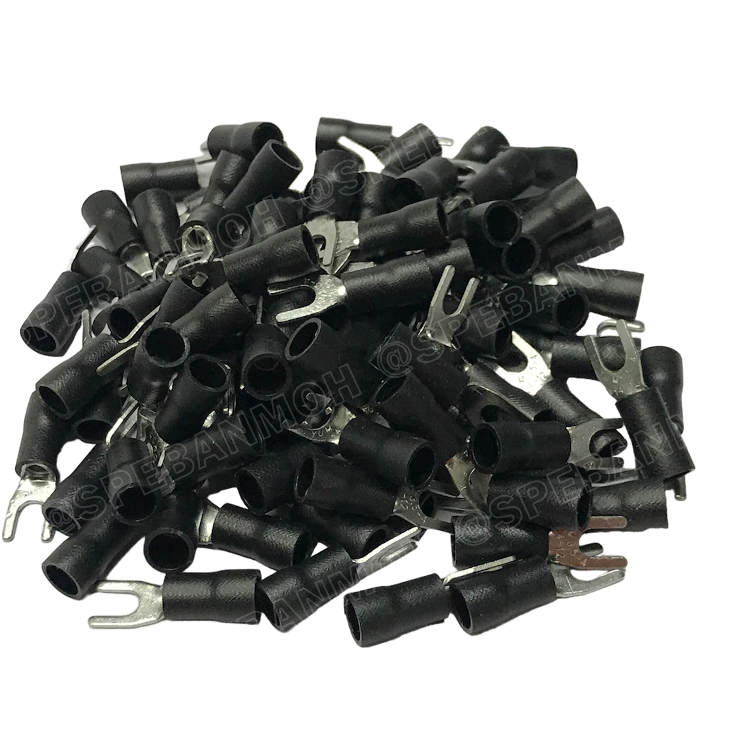 [ 100 ตัว/ถุง ] SV3.5-4 สีดำ Black หางปลาแฉก หางปลาหุ้มฉนวน Crimping Terminal เทอร์มินอล หางปลาย้ำสายไฟ หางปลาวาย หางปลาแฉกหุ้ม หางปลาแฉก Terminal Crimping หางปลา แฉกหุ้ม หางปลาต่อสาย ขั้วต่อสายไฟ หางปลาก้ามปู หางปลา