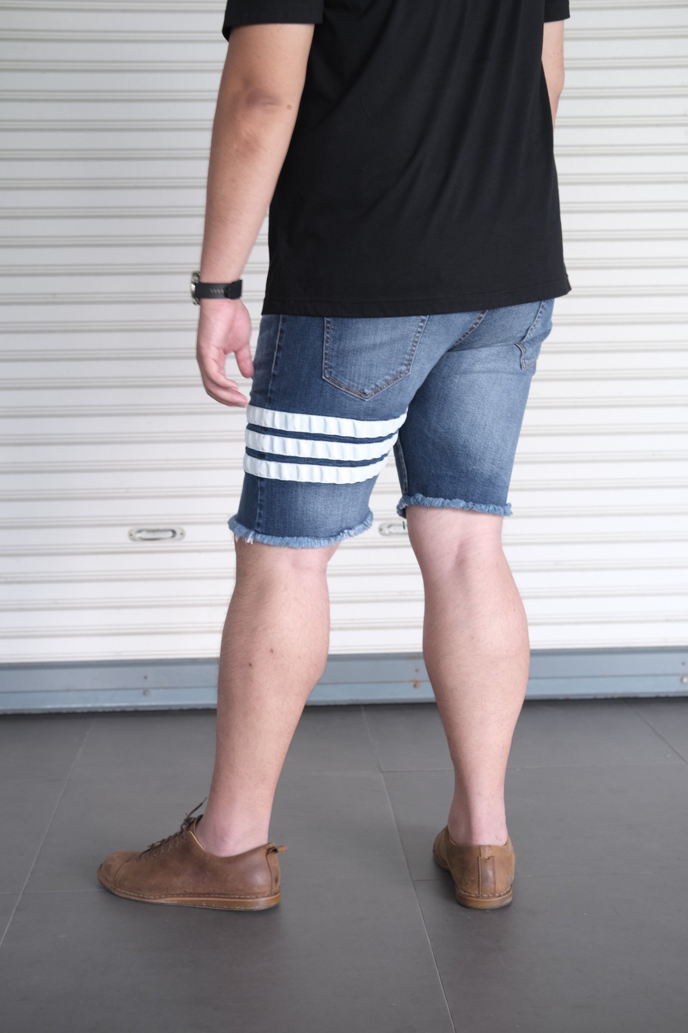 กางเกงยีนส์ขาสั้น มีแถบหนัง ผ้ายืด สำหรับผู้ชายตัวใหญ่ #JS-635 , JS-636 ไซส์ใหญ่ 40-50"