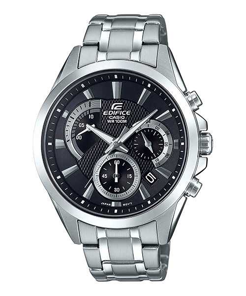 CASIO EDIFICE รุ่น EFV-580D-1AVUDF สายสแตนเลส สีเงิน หน้าปัดดำ สินค้าใหม่ ของแท้ รับประกันศูนย์ CMG