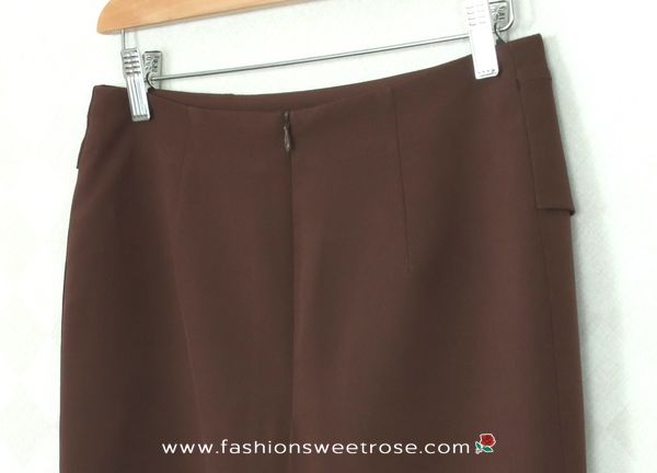 กระโปรงแฟชั่น&ทำงาน กระโปรงทรงสอบผ้าไหมอิตาลีสีน้ำตาล ตัดแต่งด้วยผ้า 2 ชิ้น / SK-289