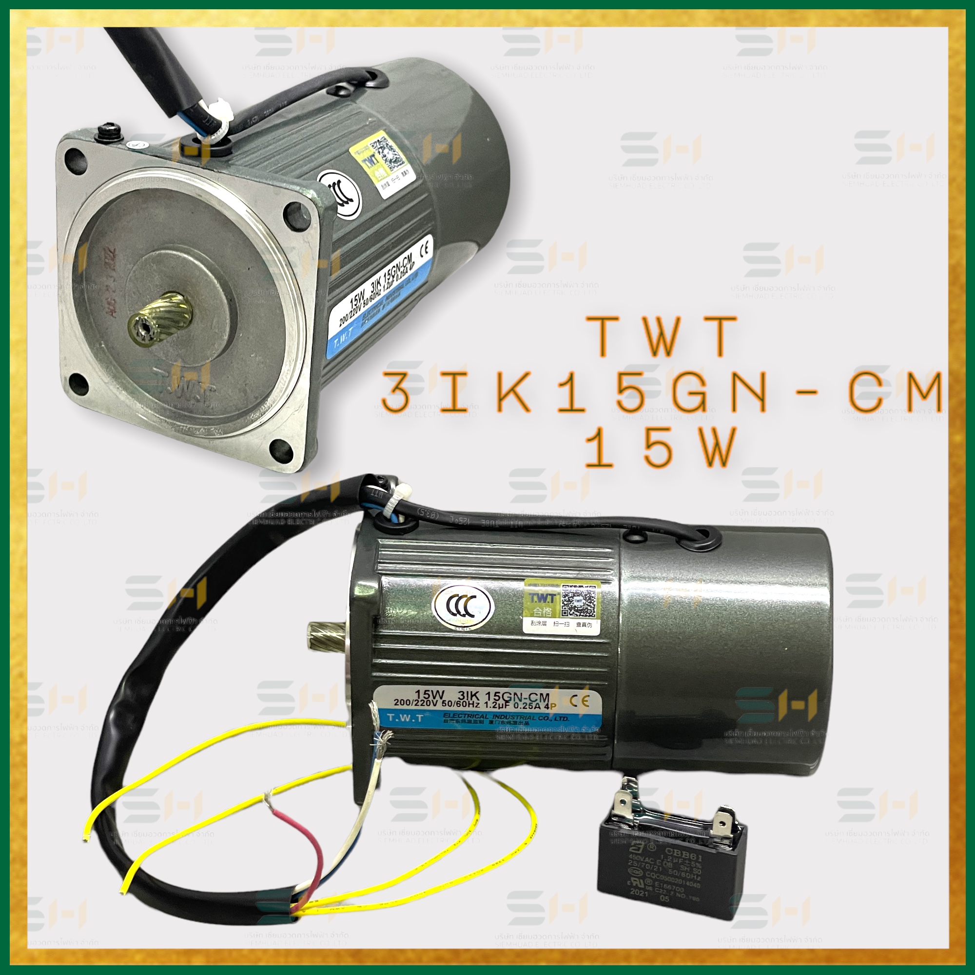 AC มอเตอร์และหัวเกียร์ / INDUCTION MOTOR (T.W.T) รุ่น 3IK15GN-CM (15W)