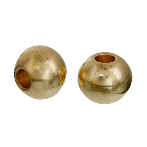 ลูกปัดสแตนเลส 304 Stainless Steel Spacer Beads Round Gold Plated About 4mm( 1/8") Dia, Hole: Approx 1.6mm,