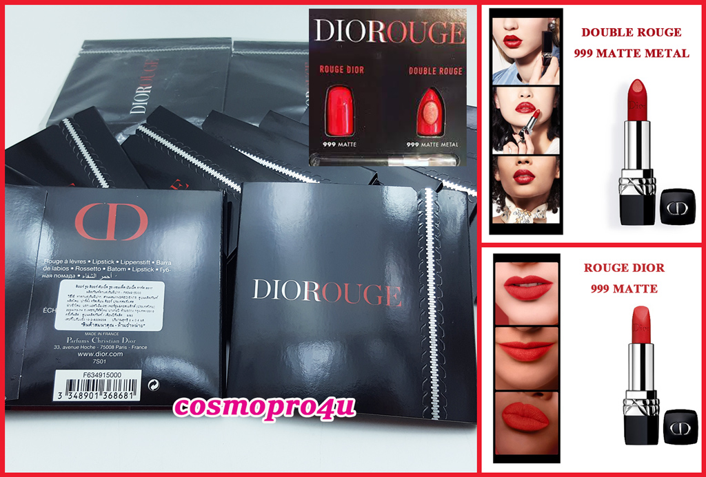 ลิป Dior Rouge Dior-Double Rouge sample Bubble card 2017 ลิปดิออร์ ซองทดลอง พร้อมแปรง สี 999matte กับ 999matte metal