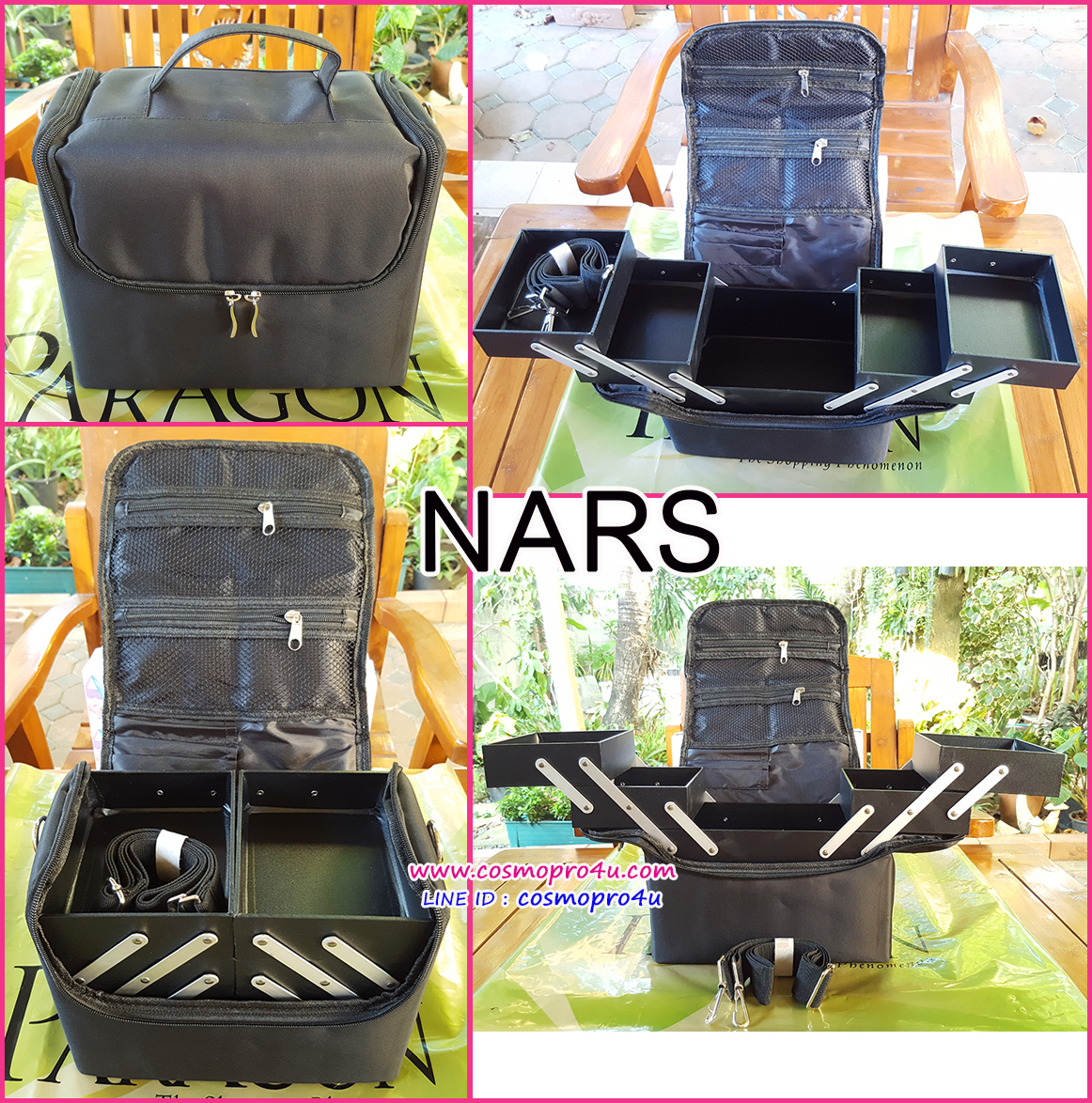 กระเป๋าเมคอัพ NARS make up box แต่งหน้าแบบมืออาชีพ ใบเล็กน้ำหนักเบา มีสายปรับได้ ช่องใส่ของถอดแยกได้ ใช้เป็นกล่องอเนกประสงค์ จัดของเป็นระเบียบดีมาก