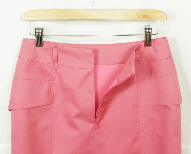 SK-160 กระโปรงแฟชั่น&ทำงาน ทรงสอบจับจีบทวิชซ้อนกัน ผ้าคอตต้อนญี่ปุ่นสี Pink Candy
