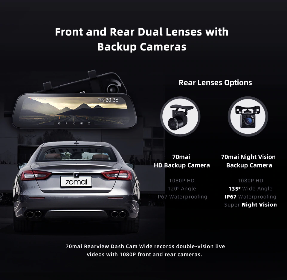 กล้องมองมุมกว้างหลังติดหลังรถ Xiaomi 70mai Midrive HD Backup Camera RC04 ใช้ร่วมกับ 70Mai รุ่น D07 รับประกันศูนย์ไทย