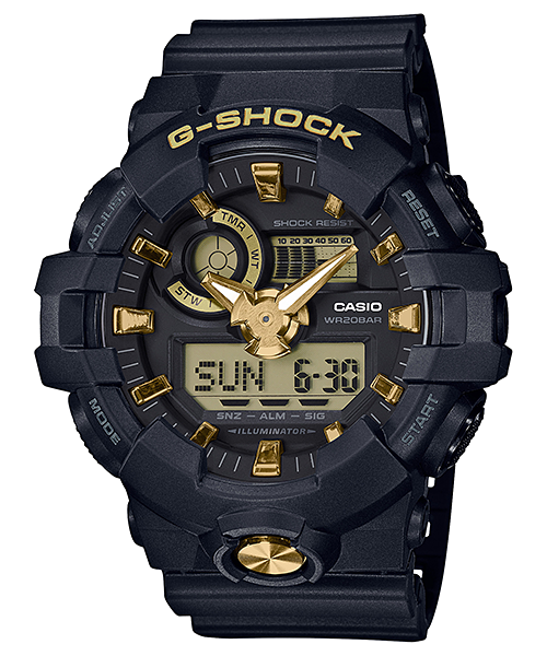 CASIO G-SHOCK รุ่น GA-710B-1A9DR สีดำ ทอง สินค้าของเเท้ รับประกันศูนย์ CMG