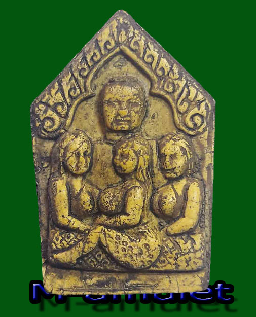 ขุนแผนอุ้มนาง 3 เสน่ห์ หลังกุมารทอง เนื้อผงเหลืองแตกลายเก่า