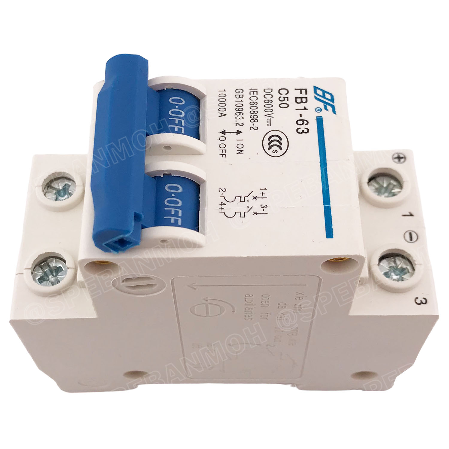 [ 1ชิ้น ] FB1-63-2P 50A BF เบรกเกอร์ ดีซี 2P 50แอมป์ 2Pole DC Breaker 600 VDC DC Circuit Breaker 2P สำหรับงาน solar cell เบรกเกอร์ไฟฟ้าโซลาร์เซลล์ DC ป้องกันกระแสเกิน ใช้ได้กับไฟฟ้ากระแสตรง DC เบรกเกอร์ 2โพล Solar Breaker เซอร์กิตเบรกเกอร์ MCB Breaker