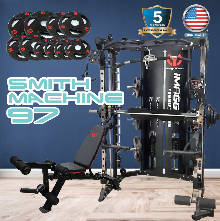 สมิทแมชชีน Smith Machine Imagg97 + ม้านั่งms-825 + แผ่นน้ำหนัก 50 kg