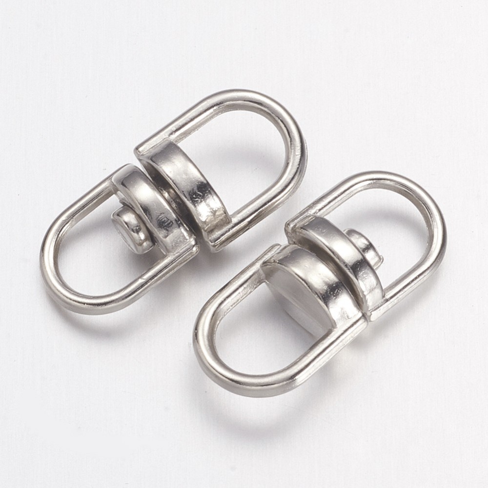 ห่วงเดือยหมุนสำหรับคล้องกุญแจคอหมา เหล็กสีเงิน ขนาด 19.5x9x6mm แพ็ค 10 ชิ้น