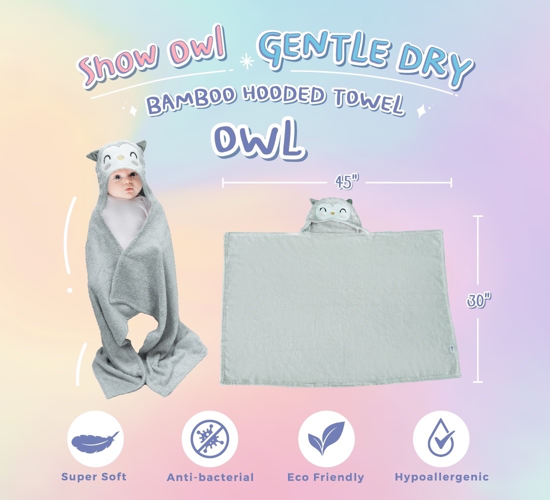 SNOW OWL GENTLE DRY BAMBOO HOODED TOWEL 30"x45 ผ้าขนหนู