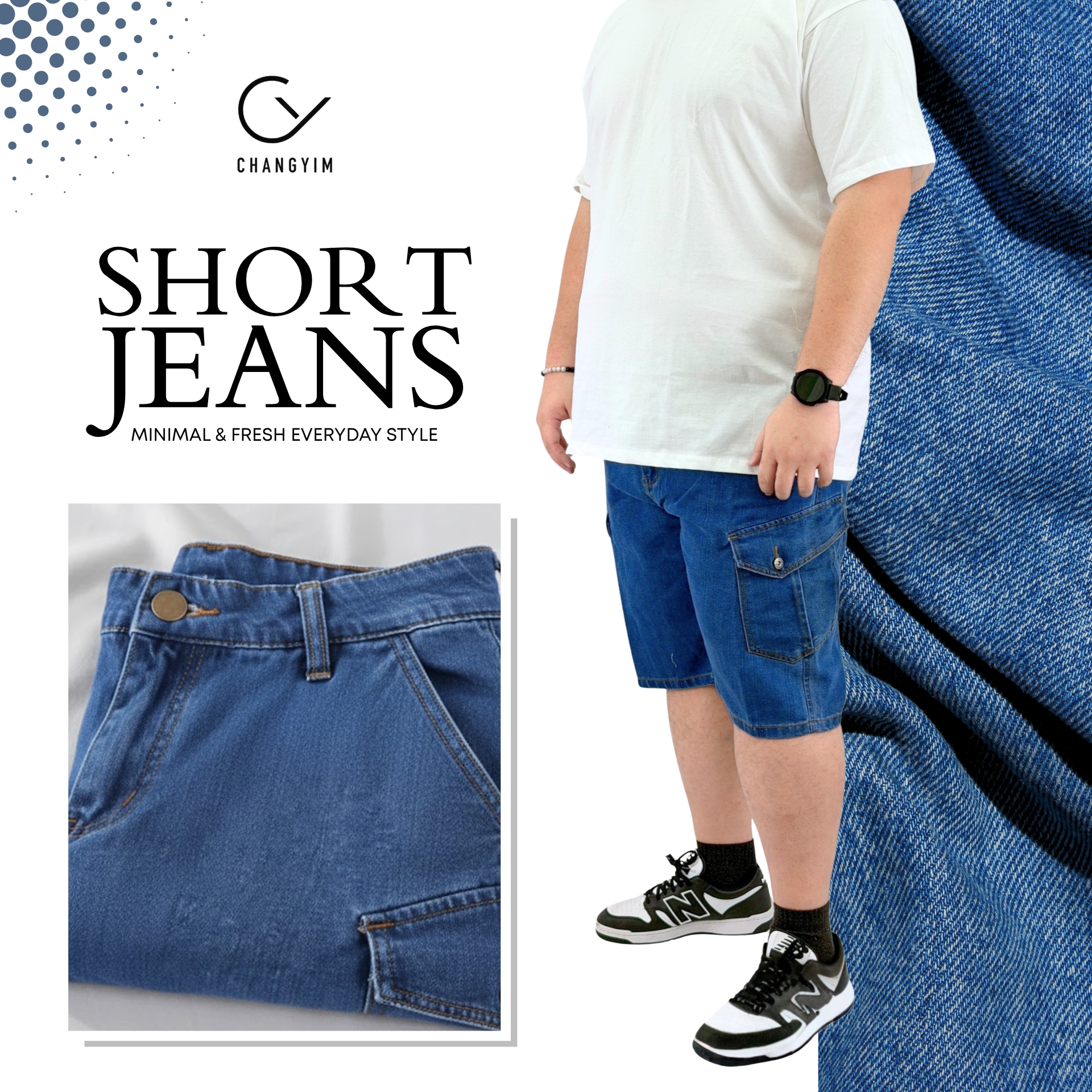 กางเกงยีนส์ขาสั้น / กางเกงคาร์โก้ขาสั้น รุ่น J88 - เอวยางยืด สไตล์มินิมอล พร้อมกระเป๋าข้างสุดเท่ ใส่สบาย ไม่อึดอัด!