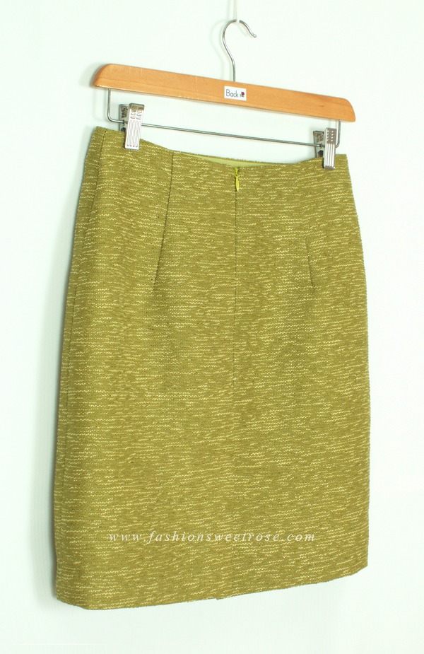 SK-460 กระโปรงทรงดินสอ ผ้า CHANEL JAPAN สีเขียว