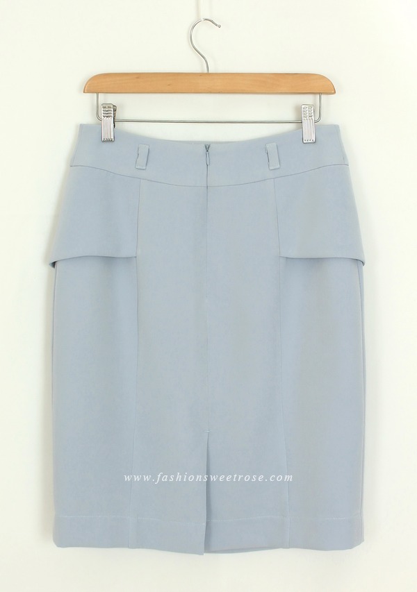 SK-453 กระโปรงแฟชั่น&ทำงาน ทรงสอบ ผ้า Double Twist สีฟ้า
