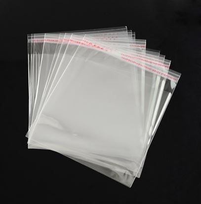 ถุงพลาสติกใส OPP(ถุงแก้ว) ฝากาว ขนาด 12x14 ซม. (ส่วนใช้งาน 12x10.5 ซม.) หนา 0.035 มม.