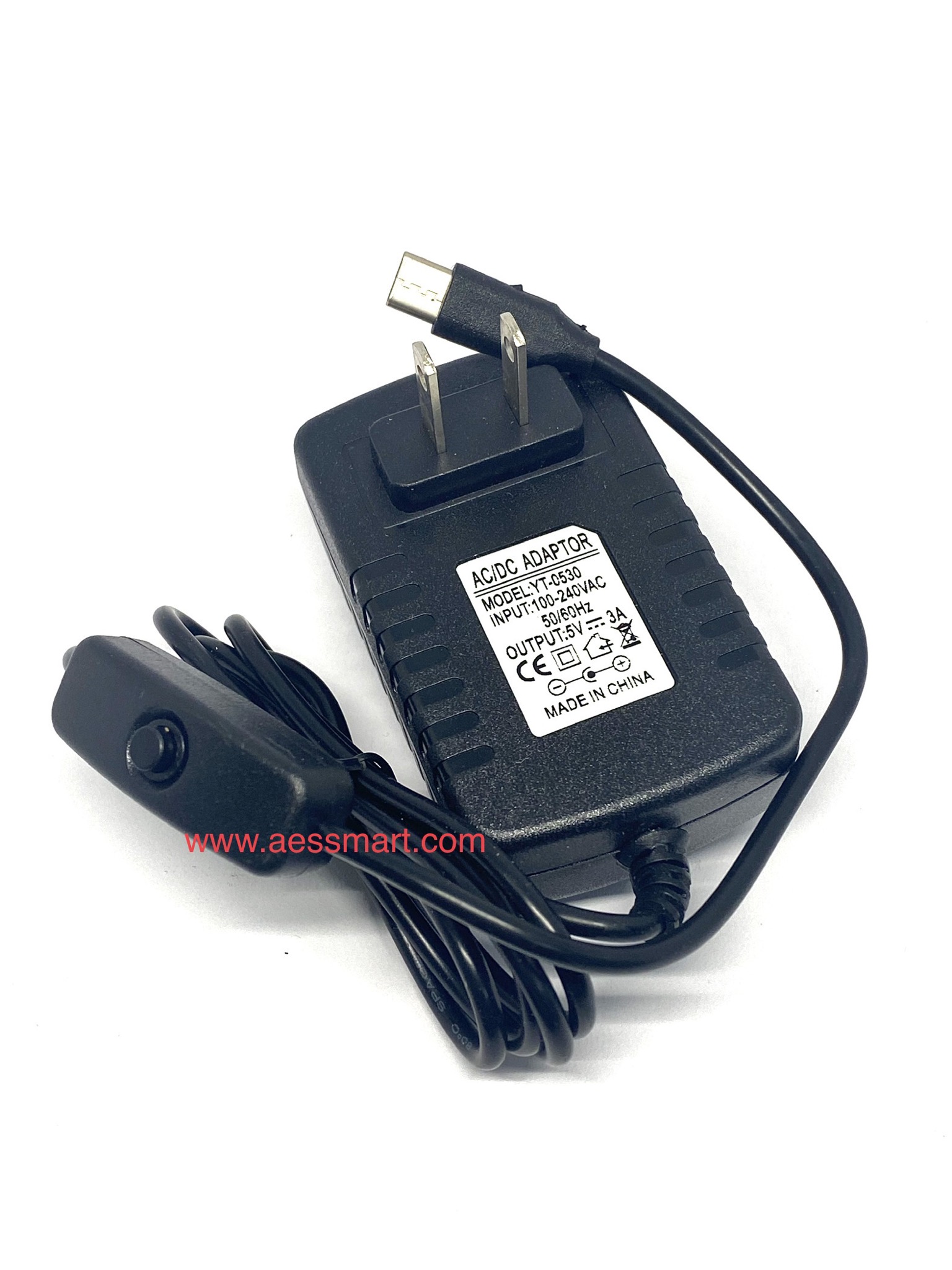 S3532 : Adapter 5V 3A หัวต่อแบบ USB Type C พร้อมสวิตช์ สำหรับ Raspberry Pi 4