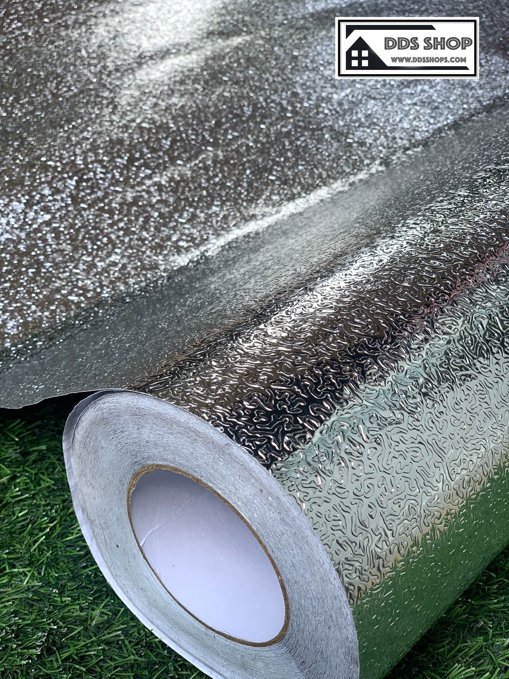 Wallpaper Sticker วอลล์เปเปอร์ติดผนัง "อลูมิเนียมสติ๊กเกอร์ติดครัวลูกคลื่น" หน้ากว้าง 122cm