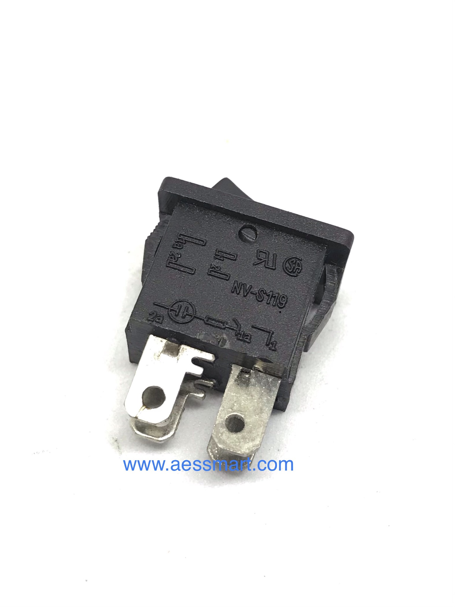 NV-S119 : สวิตซ์ Power สี่เหลี่ยมสีดำ, 4P,220V/3A