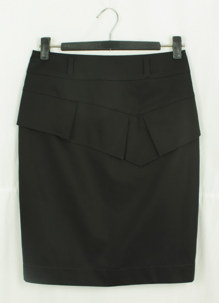 SK-163 กระโปรงแฟชั่น&ทำงาน ทรงสอบจับจีบทวิชซ้อนกัน ผ้าคอตต้อนญี่ปุ่นสีดำ