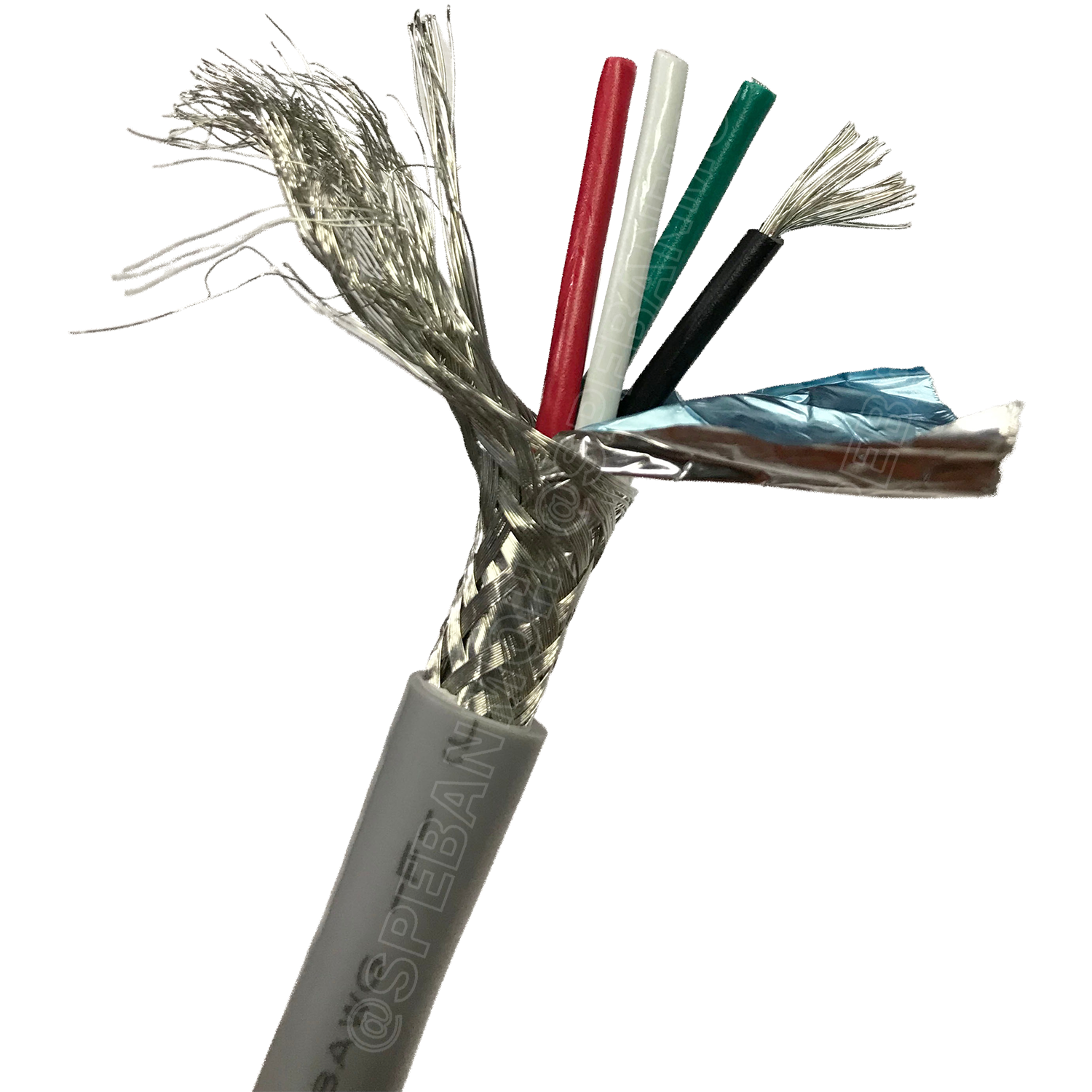 [ 100 เมตร ] TW-2464BS-18AWG-4C ชีลรอบ สีเทา Grey สายมัลติคอร์ 4 คอร์ ขนาด 18AWG 4Cx18AWG UL2464 300V 80°C AWG18 เบอร์ 18 สายชีลรอบ Braid Shielded Multicore Cable 8C Computer Cable TCU Tinned Stranded Copper AWM 2464 18AWG VW-1 80°C 300V E150612