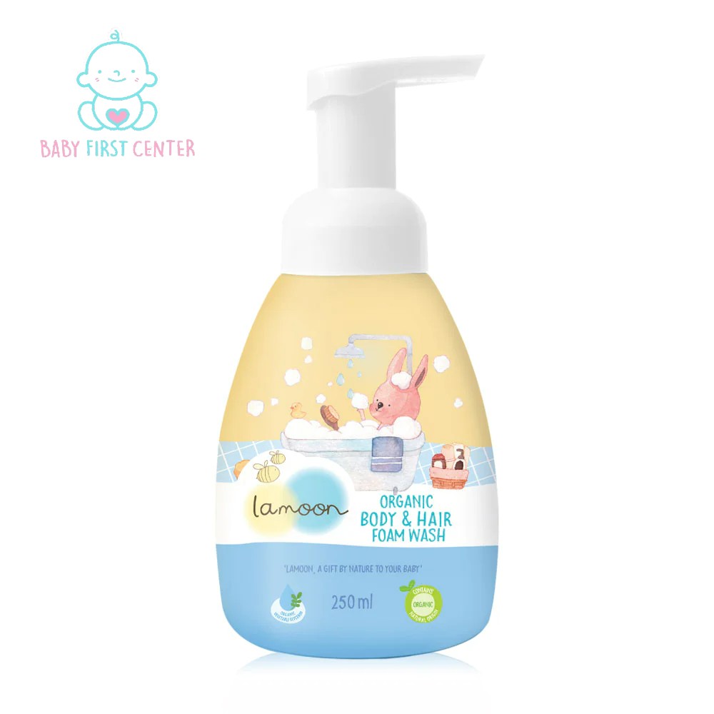 Lamoon Organic Body and Hair Wash Foam Pump 250ml โฟมอาบน้ำ-สระผม สำหรับเด็ก