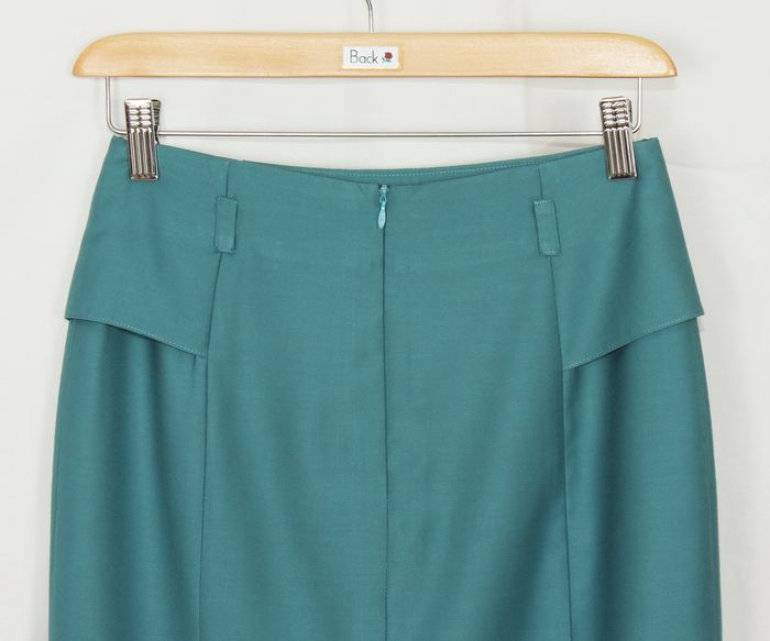 กระโปรงแฟชั่น&ทำงาน กระโปรงทรงสอบแต่งระบาย ผ้าคอตต้อนญี่ปุ่นสีฟ้าน้ำทะเล /SK-093