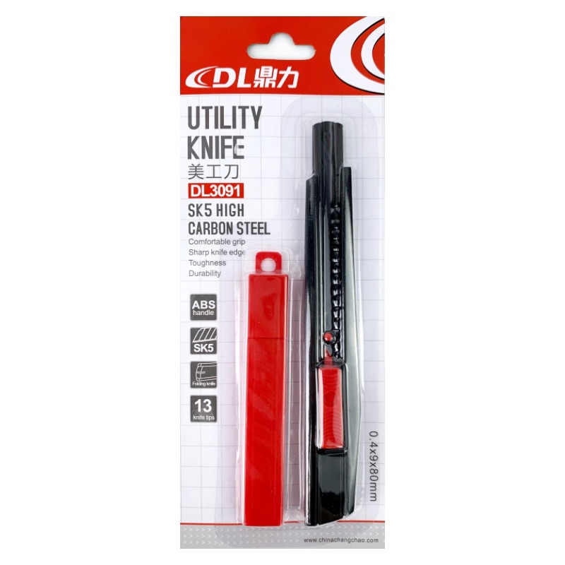 คัตเตอร์ DL รุ่น DL3091 ใบมีดสีดำ เอียง 30 องศา พร้อมใบมีด SK5